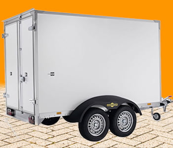 Witte dubbelassige aanhangwagen